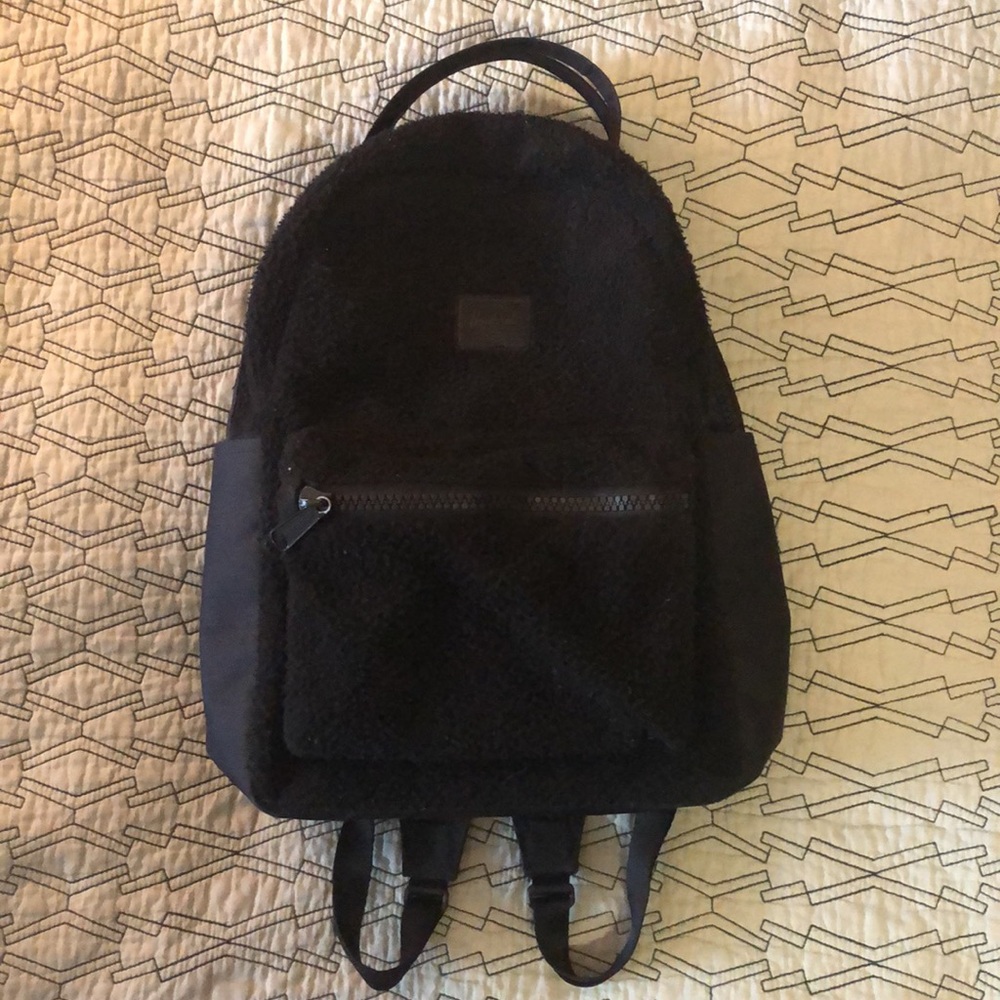 HERSCHEL | Nova Mini Black Sherpa fur Small backpack tote bag